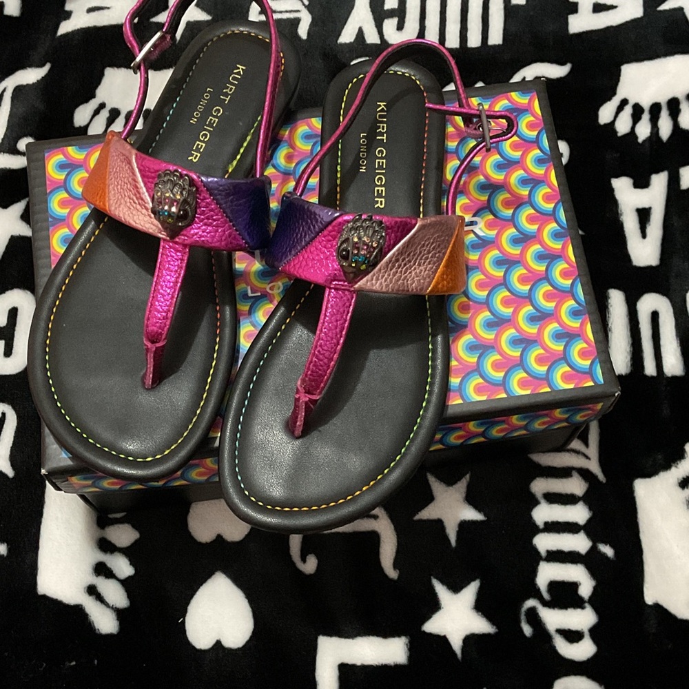 Kurt Geiger Pink and Orange Sandals